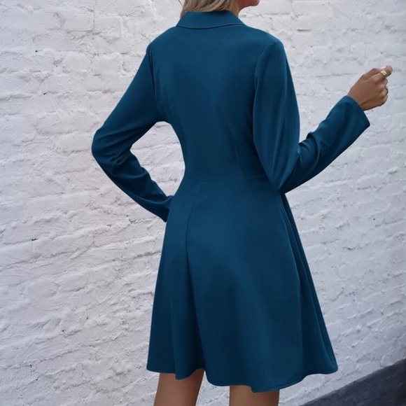 [Shein] Navy Pleated Blazer Dress - Picture 5 of 8